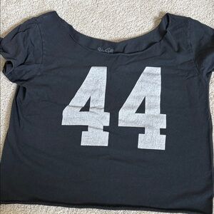 Brandy Melville, Cut Off Crop Graphic Tee, black, os